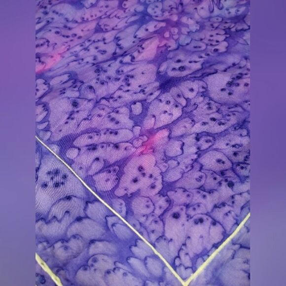 Vintage  💯 Silk Scarf Rolled Hem Tie Dye - Picture 12 of 14